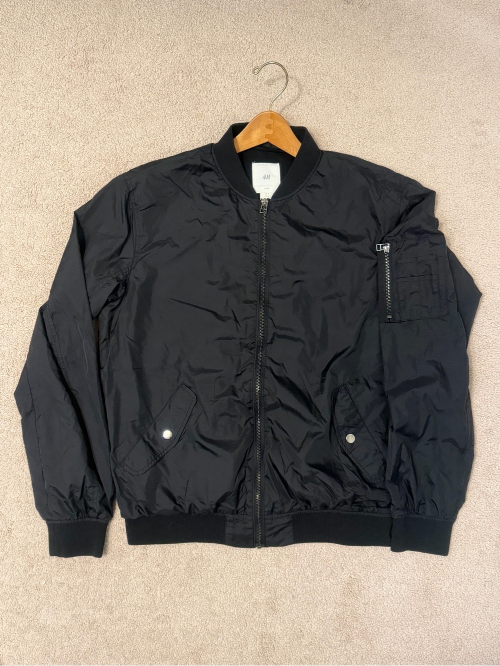 H&M L.O.G.G. Bomber Jacket Black Men's Medium